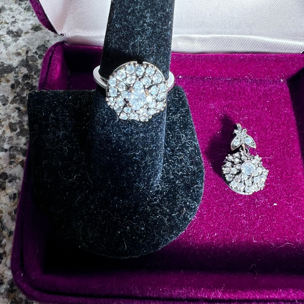 Elegant Silver and White Crystal Jewelry Set